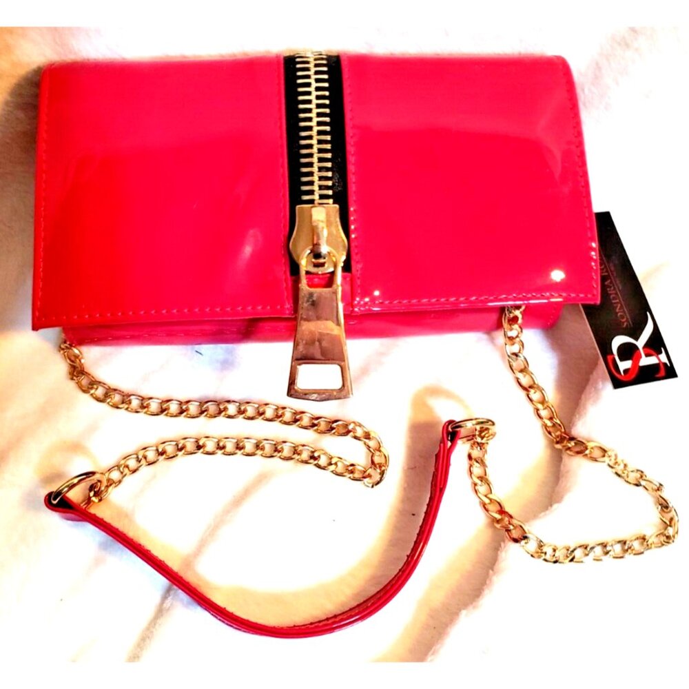 New Rare HOT Pink Y2K Handbag Shoulder bag Humongous Zipper Chain Strap NWT